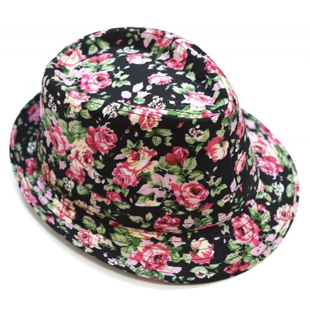 Palarie pentru barbati, culoare neagra, model floral